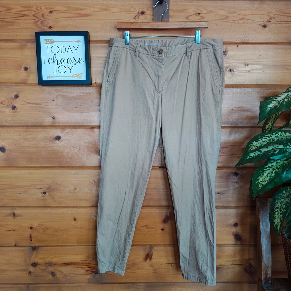 Talbots Girlfriend Chino Tan Khaki Pants Casual Preppy Stretch Size 12(36) x 28"